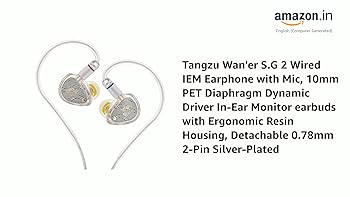 Tangzu Wan'er S.G 2 Wired IEM Earphone with Mic, 10mm PET